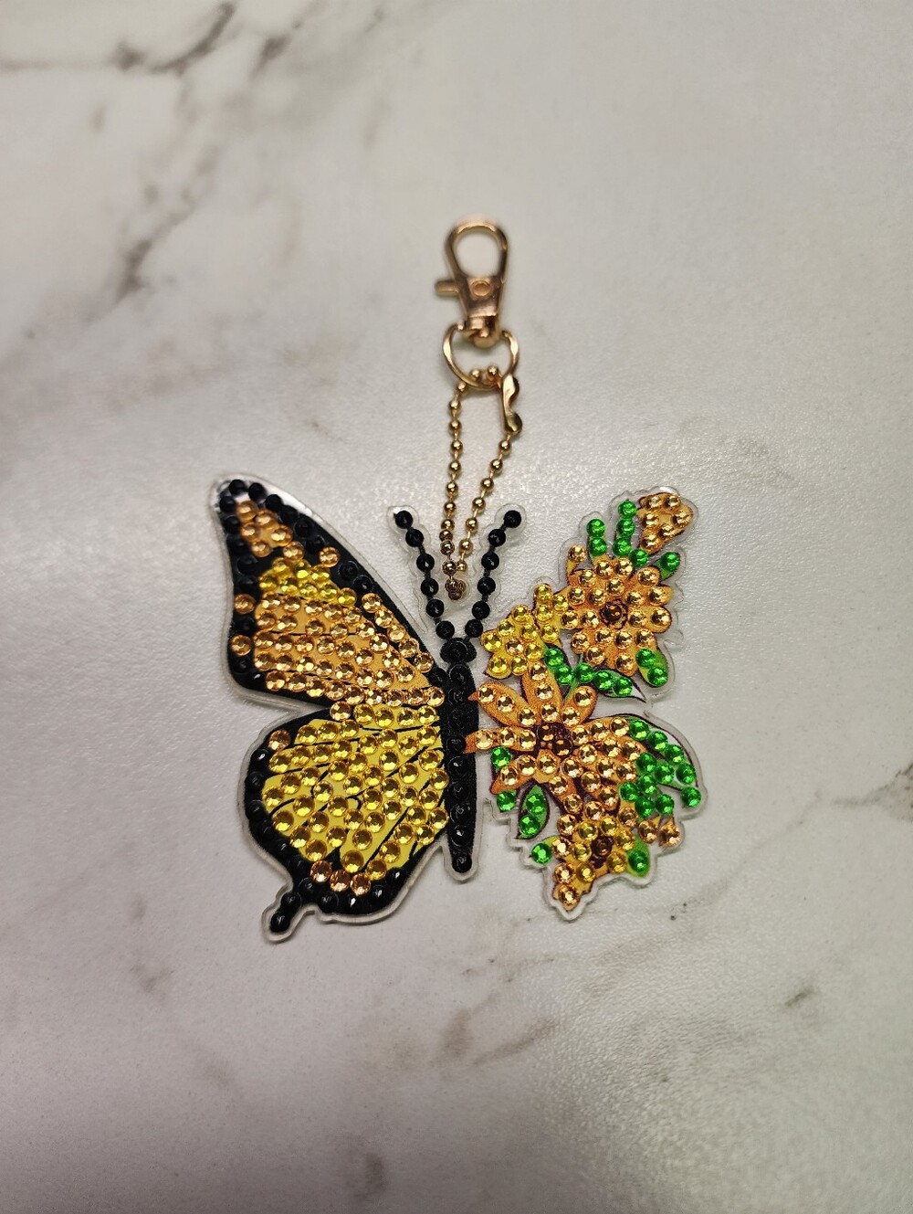 Gold and Green Butterfly Crystal Key & Card Holder Charm